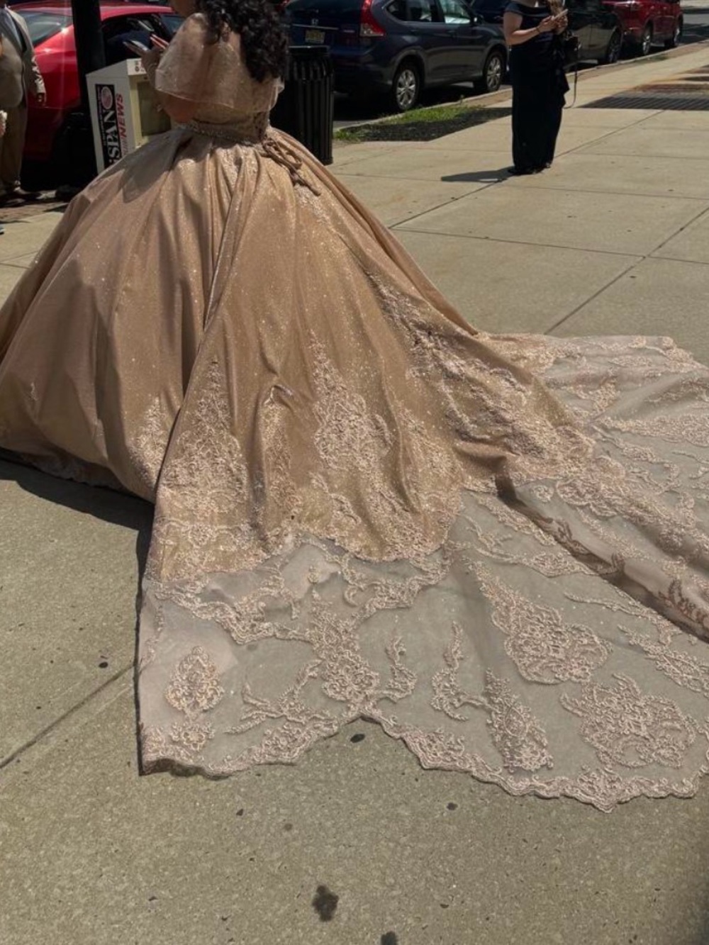Elegant champagne ballgown perfect for sweet 15/16/18